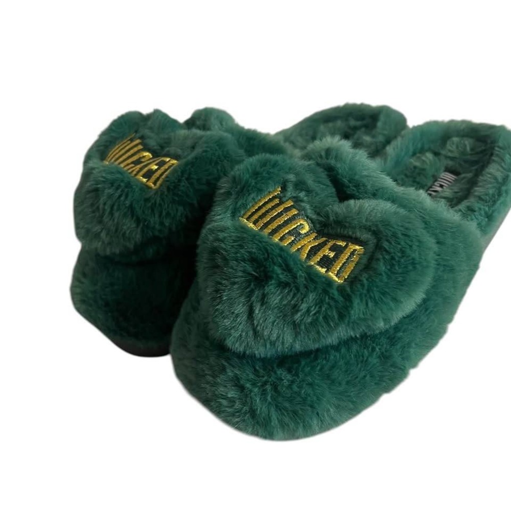 Wicked Movie Plush Green Slippers Wizard Of Oz Women's Size 5-6 EUC